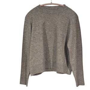 Mango MNG Heather Grey Crew Neck Knit Pullover Sweater Small Raglan Sleeve